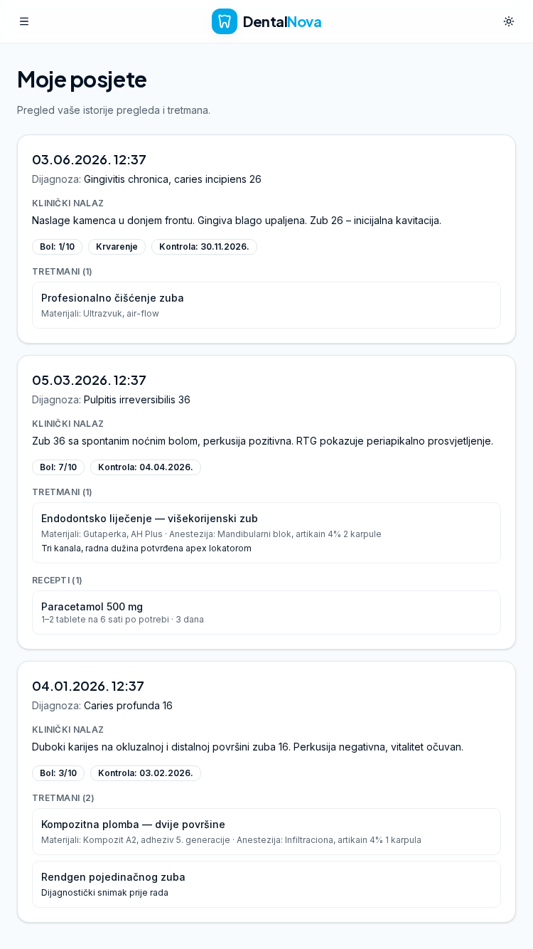 Pacijentov pregled posjeta na telefonu